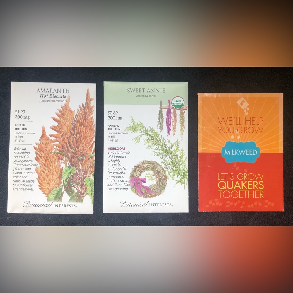 Lot Of New Seed Packets Amaranth Sweet Anne Milkweed Seeds Botanical Interest